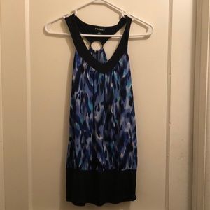 Blue keyhole V-neck no sleeve Tunic